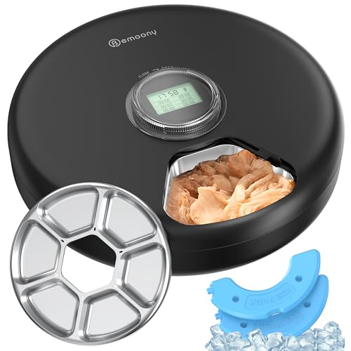 Futterautomat aus ABS Material Katze Nassfutter Mit Edelstahlschüssel: Katzenfutter Automat -Futterspender Katze Kuehlung-Futterautomaten Kabellos-Automatischer Futterspender Timer-Futterautomat Hund von BEMOONY