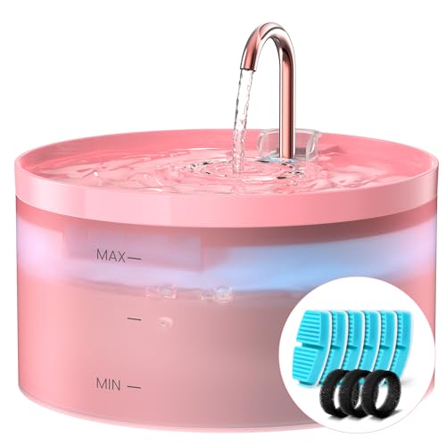 Rosa BEMOONY Katzenbrunnen, 3.2L Trinkbrunnen für Katze, 6 Stück Filter + 3 Stück Schaumstofffilter, Katzenbrunnen für Katzen für Familien mit Mehreren Haustiere, Ultraleise Pumpe mit Led Rosa BEMOONY Katzenbrunnen, 3.2L Trinkbrunnen für Katze, 6 Stück Filter + 3 Stück Schaumstofffilter, Katzenbrunnen für Katzen für Familien mit Mehreren Haustiere, Ultraleise Pumpe mit Led von BEMOONY