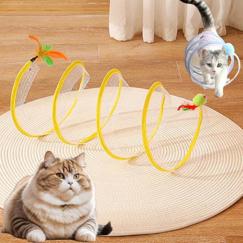 Selbstspiel Katze Jagd Spiraltunnel Spielzeug, Spiraltunnel mit Verschleiß- und Bissfest für Katzen Indoor (Maus) von BENBCING