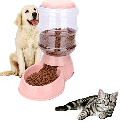 Futterautomat Katze Nassfutter Futterspender Katze Wasser Hundenapf Wasserspender für Haustiere Abnehmbarer Futterautomat für Hunde pink,Food Feeder von BENHAI
