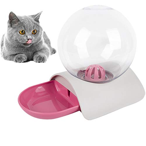 Futterspender Katze Automatischer Futterspender 2,8 l Kapazität Tierfutterautomat Welpen-Feeder Hundefutterautomat Wasser Hundenapf pink von BENHAI