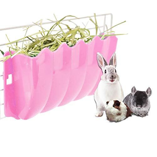 Heuraufe Meerschweinchen Futternapf Kaninchen Kaninchen-Zubehör Kaninchenfutter Spender Heu-Feeder-Box Kleintierfutterautomat pink von BENHAI