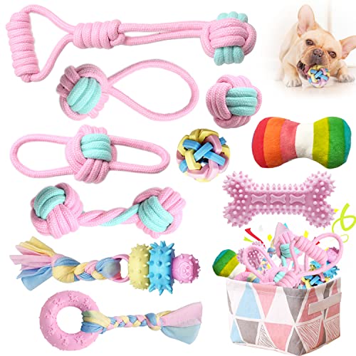 Kauspielzeug für Welpen, Hundespielzeug, Seilspielzeug für kleine Hunde, interaktives Puzzle, Welpenspielzeug, Hundebälle, Welpen-Beißring, Hundespielzeug, Aufbewahrungskorb (C) von BENSEAO