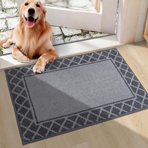 BEQHAUSE Fußabtreter Innen, 50 * 80 cm Fußmatte, Schmutzfangmatte Waschbar, TPR rutschfest Fußabtreter Innen Und für Eingänge, Haustüren und Flure, Grau von BEQHAUSE