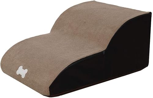 Haustiertreppe / 2 Stufen rutschfeste Haustiertreppe / Hochdichte Schaumstoff-Hunderampen / Tragbare Haustierleiter Sofa Bettleiter / mit waschbarem Bezug / für kleine Haustiere (Beige) von BERNOI