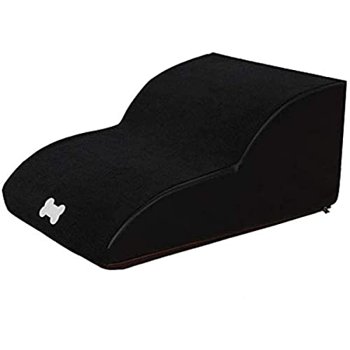 Haustiertreppe / 2 Stufen rutschfeste Haustiertreppe / Hochdichte Schaumstoff-Hunderampen / Tragbare Haustierleiter Sofa Bettleiter / mit waschbarem Bezug / für kleine Haustiere (Schwarz) von BERNOI