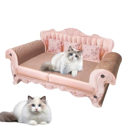 Katzenkratzbett, 60 x 24 cm großes Kratzbrett-Loungebett, Strapazierfähiges Kratz-Loungebett für Katzen in Rosa, lustige Kratzlounge für Hauskatzen Bero von BERO