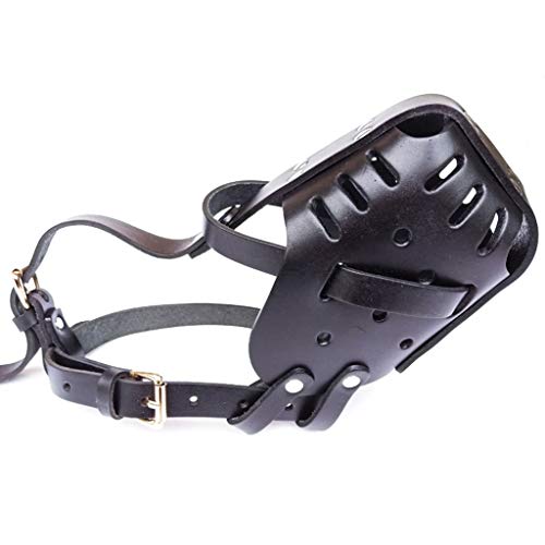 Black Dog Muzzle-Soft Korbmaske Leder Anti Bark Bite Dog Mundmaske Einstellbar for Mittlere Und Große Hunde von BERULL