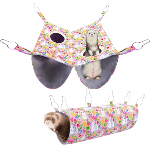 BESNEW Vergrößertes Frettchen-Hängematten-Set, 2 Löcher, wasserdicht, Meerschweinchen-Hängematte, niedliches Meerschweinchen-Spielzeug, hängende Tunnel und Röhren, weiches Versteck, Spielen, Schlafen BESNEW Vergrößertes Frettchen-Hängematten-Set, 2 Löcher, wasserdicht, Meerschweinchen-Hängematte, niedliches Meerschweinchen-Spielzeug, hängende Tunnel und Röhren, weiches Versteck, Spielen, Schlafen von BESNEW