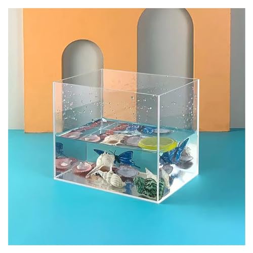 Klarer Tiefwassertank, kleines Betta-Aquarium, Acryl-Vitrine, schwimmende Foto-Requisiten, tragbare Lebensmittel-Kosmetik-Aufbewahrungsbox (Color : 5mm-Clear, Size : 10x10x15cm) von BESNUT