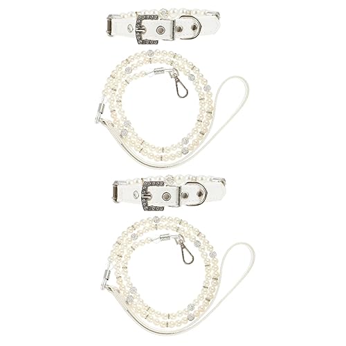 4 Stück Haustierhalsband Hundeleine Halsbekleidung Mit Hundeperlen Welpen -Strass- Kleines Katzenhalsband Hundehalsband Klein Dehnbare Halskette Pu BESPORTBLE von BESPORTBLE