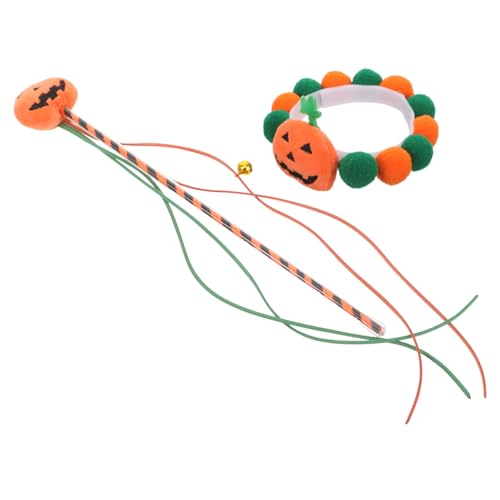 BESPORTBLE 1 Satz Halloween-Elemente-Haustierhalsbänder Katzenkätzchen Kürbis-Katzenspielzeug interaktives katzenspielzeug Interactive cat Toy Halloween-Katzenhalsbänder Katzen-Teaser Plüsch von BESPORTBLE