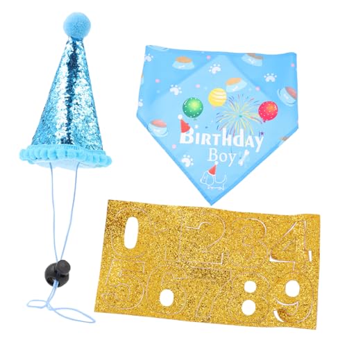 BESPORTBLE 1 Satz Hundegeburtstagsmütze Puffer Geburtstag Kegelkappe Geschenkdekorationen Geburtstagsgeschenk Für Einen Hund Welpe Hundekleid Hundekostüme Haustier Hundemützen Blue Polyester von BESPORTBLE