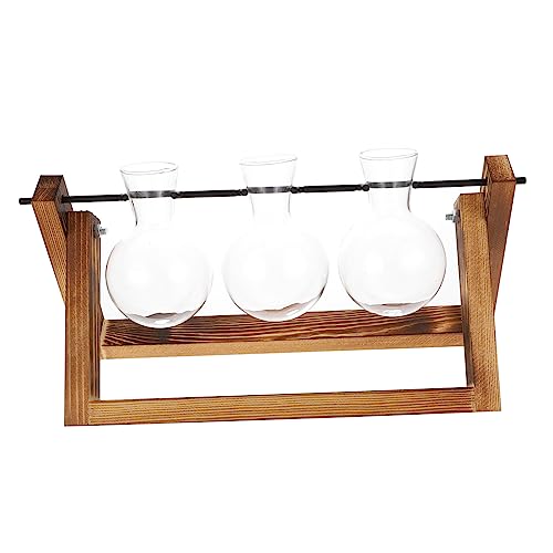 BESPORTBLE Terrarium-pflanzenständer-Set Glas-Birne Vase Pflanzgefäß Mit Holzständer Für Die Inneneinrichtung von BESPORTBLE