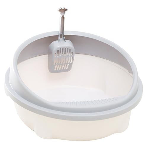 BESPORTBLE 1 Satz Katzentoilette urinieren Katzentablett Futterspender Kratzer Nachfüllung streuwanne abfallbehälter Katzen streue Kätzchen saubere Toilette Katzenstreu Plastik Light Grey von BESPORTBLE