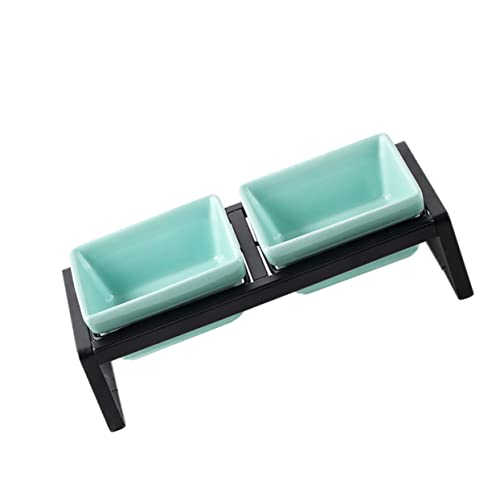 BESPORTBLE 1satz Kerntyp Keramischer Pet Feeding Bowl Doppelte Fächer Für Futter Und Wasser Für Haustiere Blau Mittel von BESPORTBLE