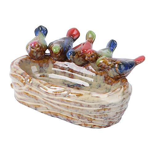 BESPORTBLE 1 Stück Keramikornamente für den Gartenbau für den einzug vogelfutterspender Pflanzenfutter Solar- blumenbank für draußen Vogelhäuschen aus Keramik Vögel Feeder Beige von BESPORTBLE