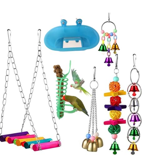 BESPORTBLE Papagei Gebäude Spielzeug Set 7 Stücke Vogel Papagei Spielzeug Hängen Vogel Glocke Decor von BESPORTBLE