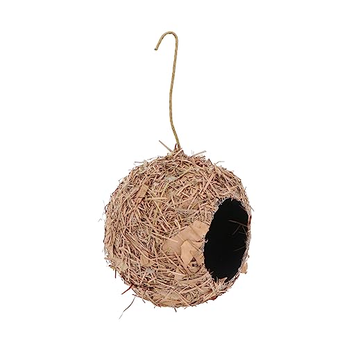 BESPORTBLE 1 Stück Vogelnest aus Stroh Baracke Gras Vogel- Mikro-Landschaftsschmuck aus Stroh geflochtenes Nest Easter Decoration osterndeko dekoratives Hängenest Gartendekor Coffee von BESPORTBLE