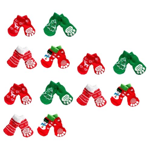 BESPORTBLE 3er-Set Weihnachtssocken Mit Schneemann- Warme Socken Für Hunde Und Katzen Weihnachtliche Baumwollsocken Größe L Weihnachts-haustierzubehör 4 Paar X 3 von BESPORTBLE