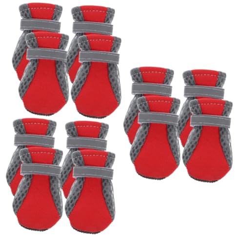 BESPORTBLE 12 STK Mesh-Schuhe Für Welpen Schuhe Für Hund Haustier Stiefel Heimtierbedarf Schützende Hundeschuhe Atmungsaktive Hundeschuhe rutschfest Rot Netzschuhe Stoff Für Neoprenanzüge von BESPORTBLE