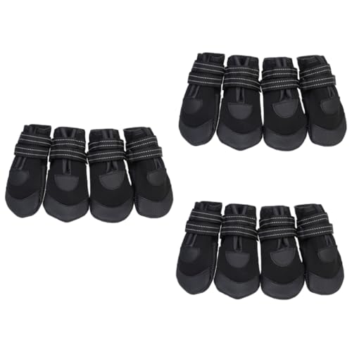 BESPORTBLE 12 STK Hunde Haustiere Stiefel wasserdichte Hundestiefel Schwarzer Stiefel Nachtsichere Hundeschuhe Haustierzubehör Warme Haustierstiefel Schwarze Stiefel Wasserdichter Anzug von BESPORTBLE