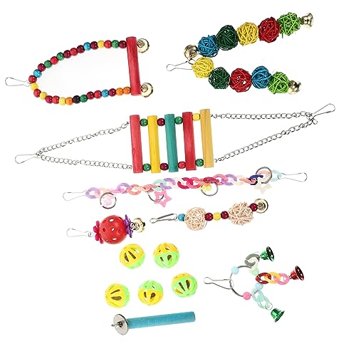 BESPORTBLE 13-teiliges Vogelschaukel-spielzeugset Für Sittichkäfige Vogelschaukel Sitzstange Spielzeug Für Vögel Papageien Kauspielzeug Handgefertigte Handwerkskunst Zufällige Farbe von BESPORTBLE