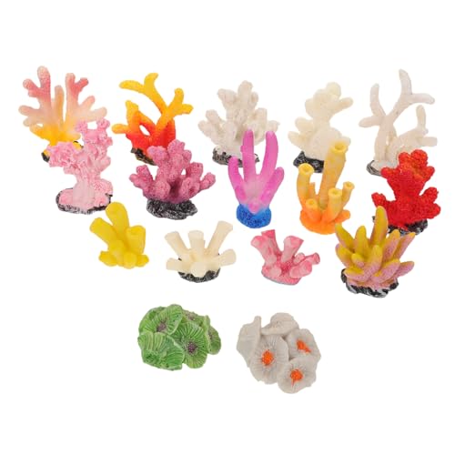 BESPORTBLE 16 Stück Teiliges Künstliche Korallen Deko aus Robustem Harz Mini Aquarium Landschaftsbau Meeresmotiv für Kleine Fischbecken und Zuhause von BESPORTBLE