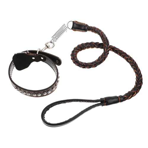 BESPORTBLE 1Satz Hundeleine aus Rindsleder für Große Hunde Mittelgroßes Outdoor Wanderseil mit Robustem Hundehalsband für Training und Langlebig und Verschleißfest von BESPORTBLE
