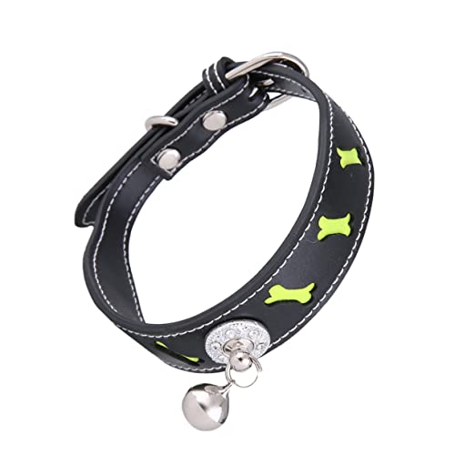 BESPORTBLE 1stück Verstellbares Pu- Haustierhalsband Mit Reflektor Und Glocke Design Für Katzen Und Hunde Schwarz von BESPORTBLE