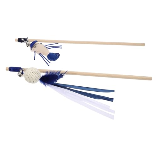 BESPORTBLE 2stücke Katzenspielzeug Aus Holz Interaktive Teaser-stäbe Mit Und Ball Langlebige Flirt-Sticks Für Katzen Fördert Und Gesundheit von BESPORTBLE