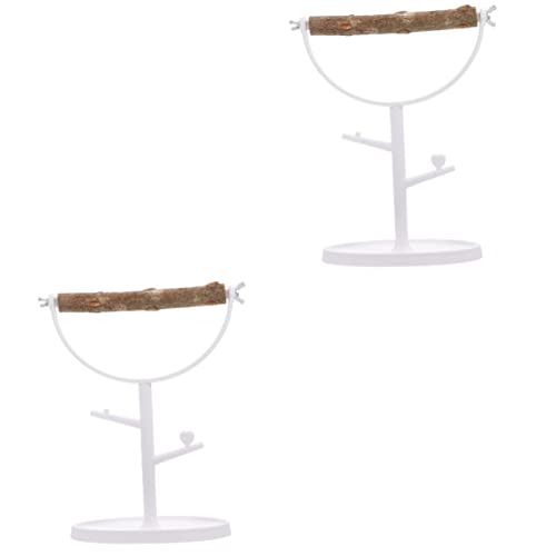 BESPORTBLE 2 STK Trainingsgestell Bird Toys Vogelspielzeug Vogel Plattform Barsch Nymphensittich-Spielplatz Vogelbarsch Vogelstange mit Kunststoffsockel Papageien stehende Stange Plastik Weiß von BESPORTBLE