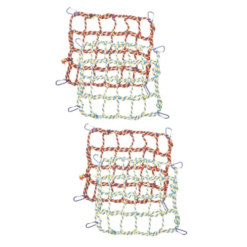 BESPORTBLE 2 Sätze Hängemattennetz Vögel Spielzeug Vogelleitern Für Nymphensittiche Aktivitätsspielzeug Für Sittiche Conures Kletternetz Vogelkäfignetz Baumwollseil Schaukelseil Bissfest von BESPORTBLE
