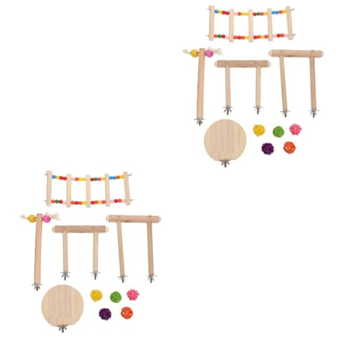 BESPORTBLE 2 Sätze Papagei Spielzeug Kauspielzeug Für Kaninchen Leiter Für Vogelkäfig Holzspielzeug Kauspielzeug Für Vögel Vogelschaukelspielzeug Vogel Ruhestand Haustier Aufstehen Hölzern von BESPORTBLE