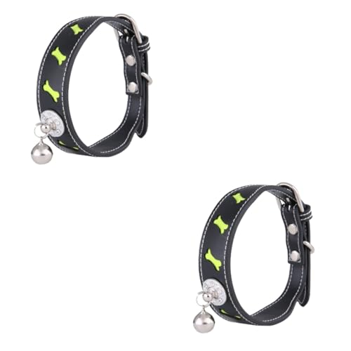 BESPORTBLE 2stücke Verstellbares Pu Hundehalsband Mit Reflektor Und Glocke Design Für Katzen Und Hunde Schwarz BESPORTBLE 2stücke Verstellbares Pu Hundehalsband Mit Reflektor Und Glocke Design Für Katzen Und Hunde Schwarz von BESPORTBLE
