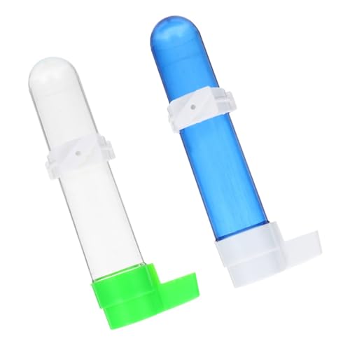 BESPORTBLE 2 Stück Automatischer Wasserspender für Wellensittiche Vogelwasserflasche für Käfige Praktischer Wasserspender für Haustiere Transparente Flasche mit Grünem und Blauem von BESPORTBLE