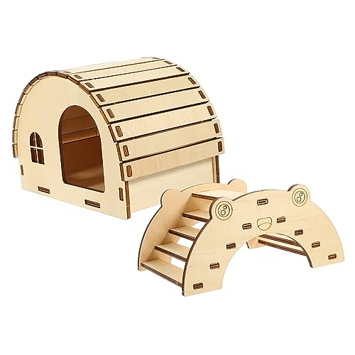 BESPORTBLE 2stücke Hamster Haus Aus Holz Mit Brücke Zum Selberbauen Für Kleintiere Spielzeug Lebensraum Für Hamster Und Ratten Versteck Zum Zusammenbauen von BESPORTBLE