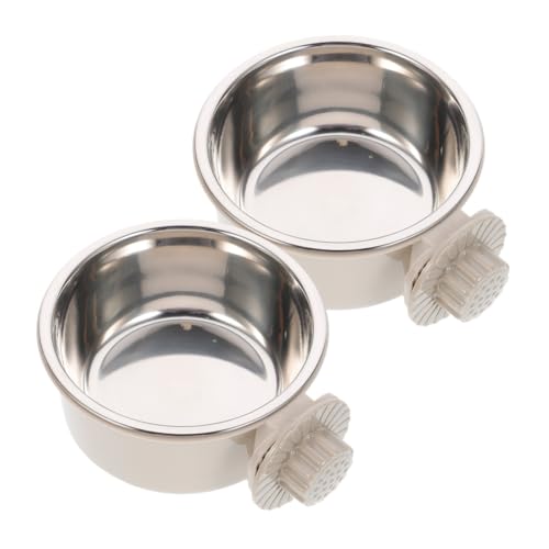 BESPORTBLE 2stücke Edelstahl Futternapf Hängend Für Hunde Katzen Käfig Tierfutterbecher Mit Glatten Kanten Für Kisten Und Gehege Edelstahlbecher Zum Aufhängen Für Welpen Mittelgroße von BESPORTBLE