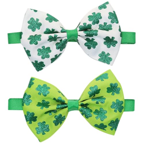 BESPORTBLE Hundehalsband Fliege Grün Weiß Bowknots 2 Stücke Pet Decor Fliegen St. Patricks Day Gruß von BESPORTBLE