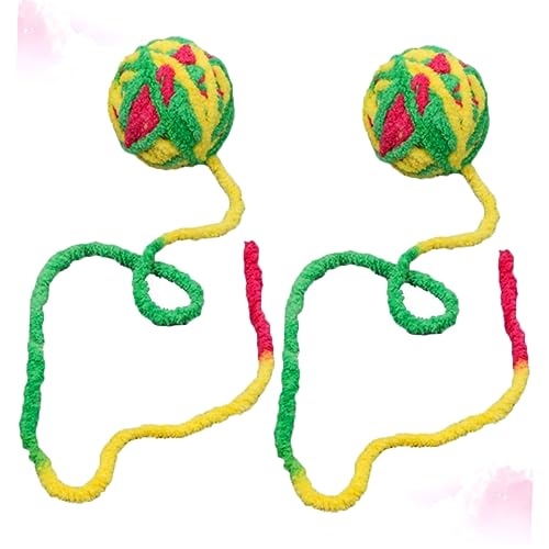 BESPORTBLE 2 Stück Katzenspielzeug Teiliges aus Robusten Beißfesten Wollbällen Interaktive Katzenangel für Spielerisches Kauen und Beschäftigung für Katzen zur Zahnpflege und Zufällige Farbe von BESPORTBLE
