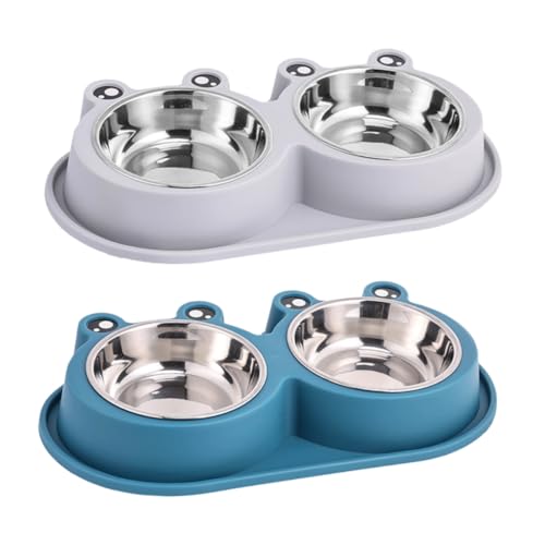 BESPORTBLE 2 Stück Teiliges Erhöhter Futternapf für Hunde und Katzen rutschfeste Edelstahlnäpfe Design Antibakterielle Futterschale Geeignet für Welpen und Kätzchen von BESPORTBLE