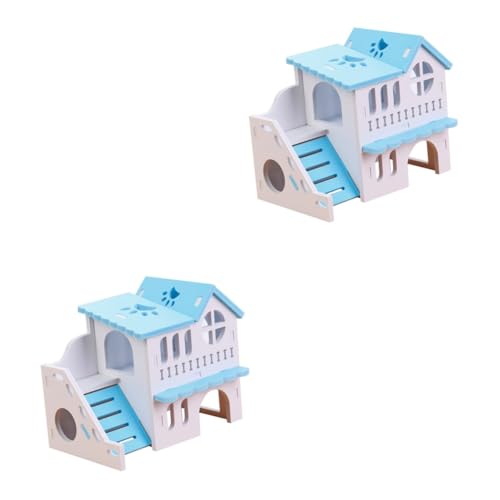 BESPORTBLE 2stücke Doppelstöckiges Holz-Haus Für Hamster Atmungsaktive Und Komfortable Tierunterkunft Für Kleine Haustiere Wie Hamster Und Mäuse Fördert Spiel Und Bewegung von BESPORTBLE