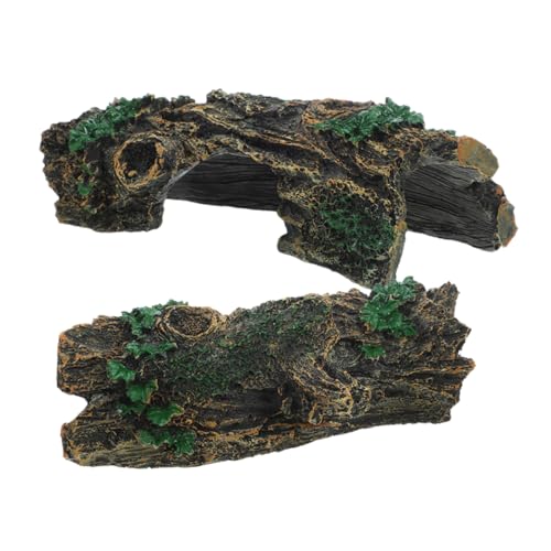 BESPORTBLE 2 Stück simulierte Holzdekoration Schildkrötenkäfig Schildkrötenhaus Versteck Gecko Aquarium Dekoration aquariumdeko praktische Reptilienhöhle Reptilien-Höhlenornament Harz von BESPORTBLE