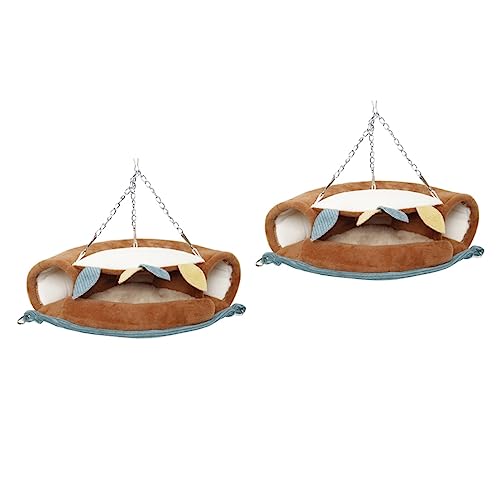 BESPORTBLE 2St Hängematte für Hamster Hamsterbettkissen Hamsterkäfig Hängematte Spielzeug Hängematte Meerschweinchen kleines Haustier Hamsterhaus Hamsterwiege Haustier hängendes Bett Brown von BESPORTBLE