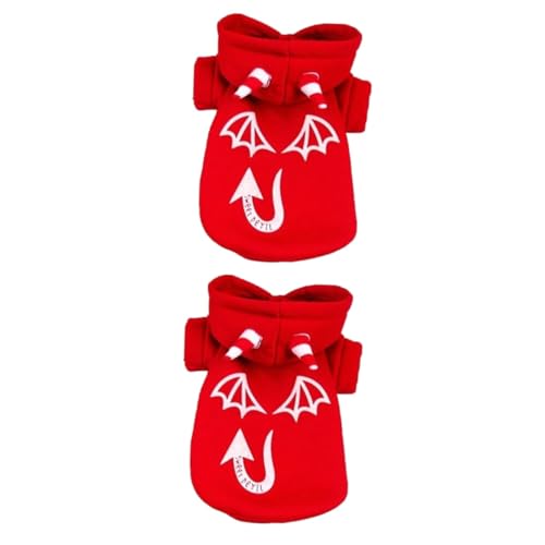 BESPORTBLE 2St Hoodie-Kostü -Outfits rotes Sweatshirt Wintermantel für kleine Hunde roter Kapuzenpullover Halloween Costume Halloween Kleidung warme Hoodies warmes Sweatshirt Hundebekleidung von BESPORTBLE