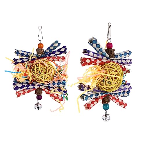 BESPORTBLE 2stücke Pet Toy Papagei Kauspielzeug Aus Rattan Buntes Spielzeug Für Vögel Langlebig Und Attraktiv Für Wellensittiche Nymphensittiche Und Andere Kleine Vögel von BESPORTBLE