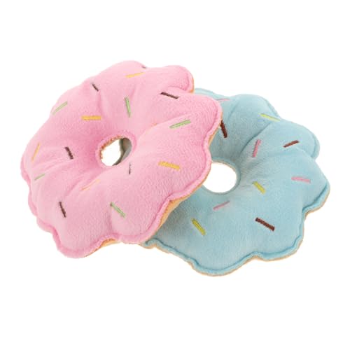 BESPORTBLE 2stücke Hundespielzeug Plüsch Molar-Spielzeug Donut-Form Für Kleine Und Mittlere Hunde Und Fördert Zahnpflege Und Teething Farblich Abgestimmt Rosa Blau von BESPORTBLE