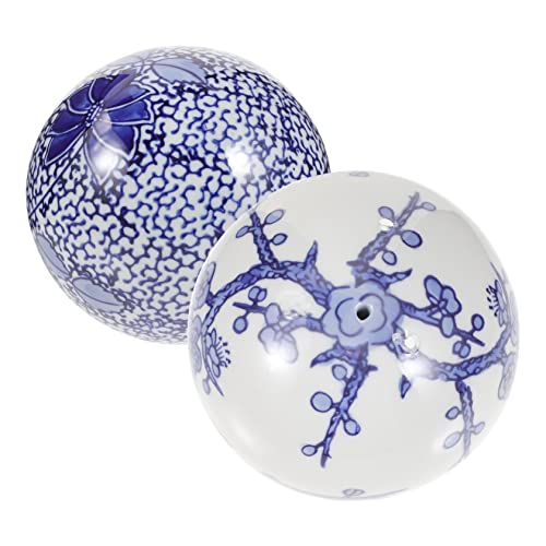BESPORTBLE 2St Schwimmkugel aus Keramik Porzellankugeln blau-weiße Herzstückkugeln Dekokugeln aus Porzellan Aquarium Dekoration aquariumdeko Bezauberndes Aquarium-Ornament Aquarienverzierung von BESPORTBLE