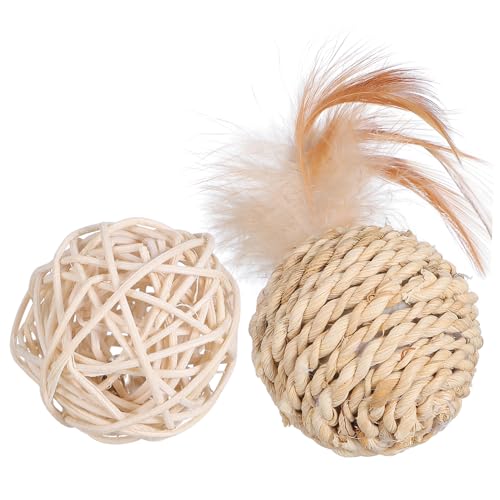 BESPORTBLE 2St Strohglocke Doppelkugel Spielzeugkorb für Katzen Katzen-Kicker- interaktives knete Dog Toys Kugel für Katze für Kätzchen aus Rattanbällen BESPORTBLE 2St Strohglocke Doppelkugel Spielzeugkorb für Katzen Katzen-Kicker- interaktives knete Dog Toys Kugel für Katze für Kätzchen aus Rattanbällen von BESPORTBLE