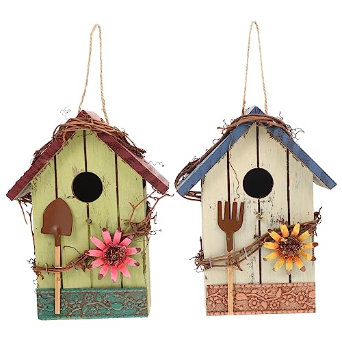 BESPORTBLE 2stücke Holz Vogelhaus Hängendes Nistkästchen Für Garten Balkon Wetterfestes Design Für Wildvögel Dekorative Tierkunst Für Vogelliebhaber von BESPORTBLE